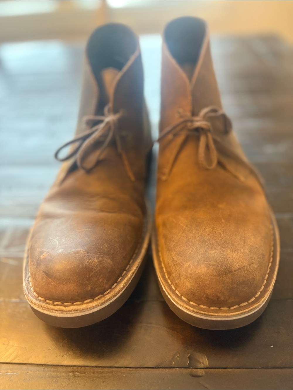 Clarks Men’s Brown Leather Chukka Desert Boots Lace Up Ankle US 13 Medium